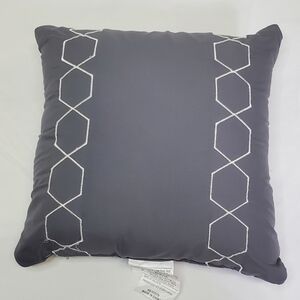 Grey & White Geometric Stitched Decorative Throw Pillow